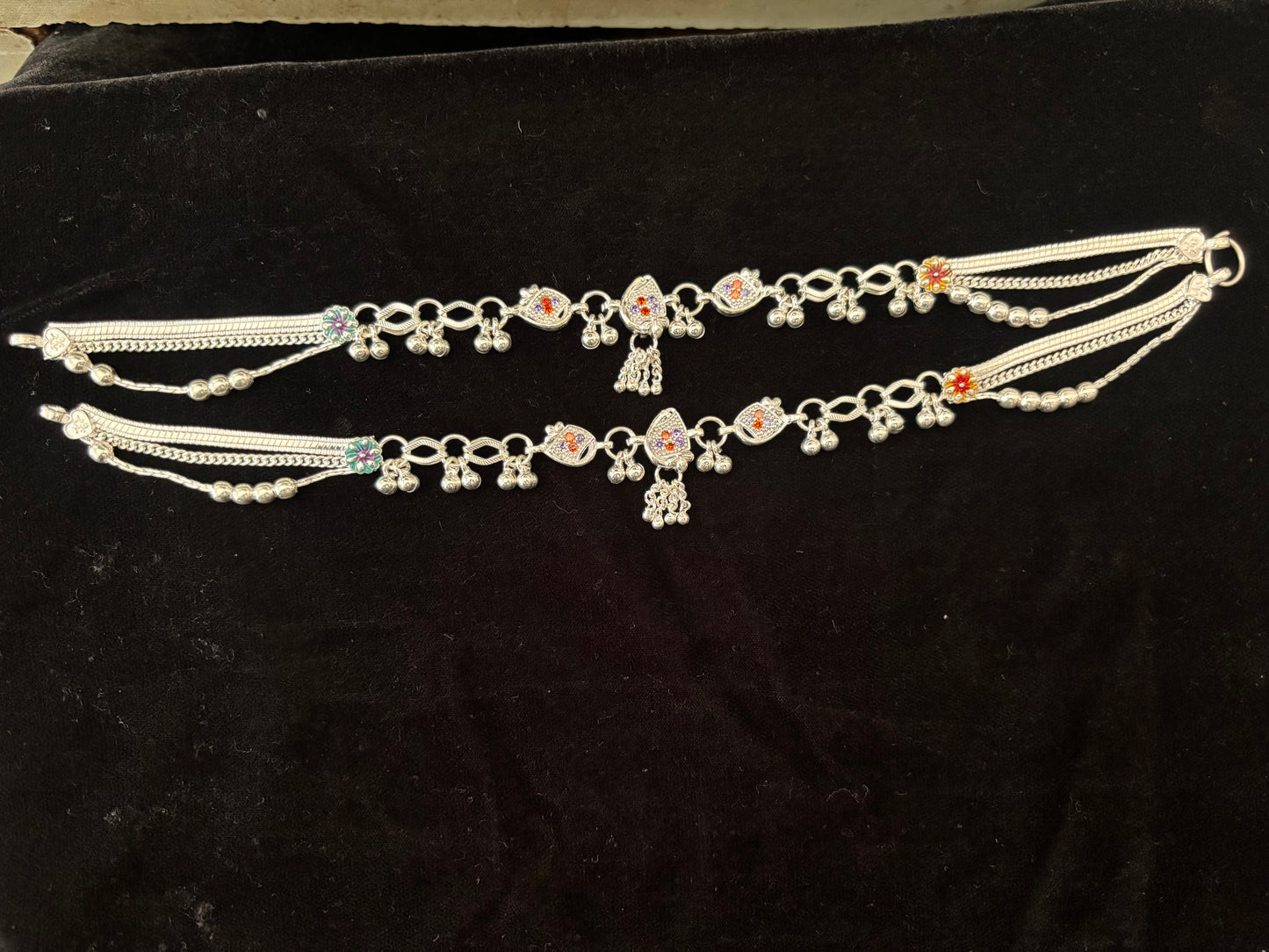 Fancy Silver Anklets Payal