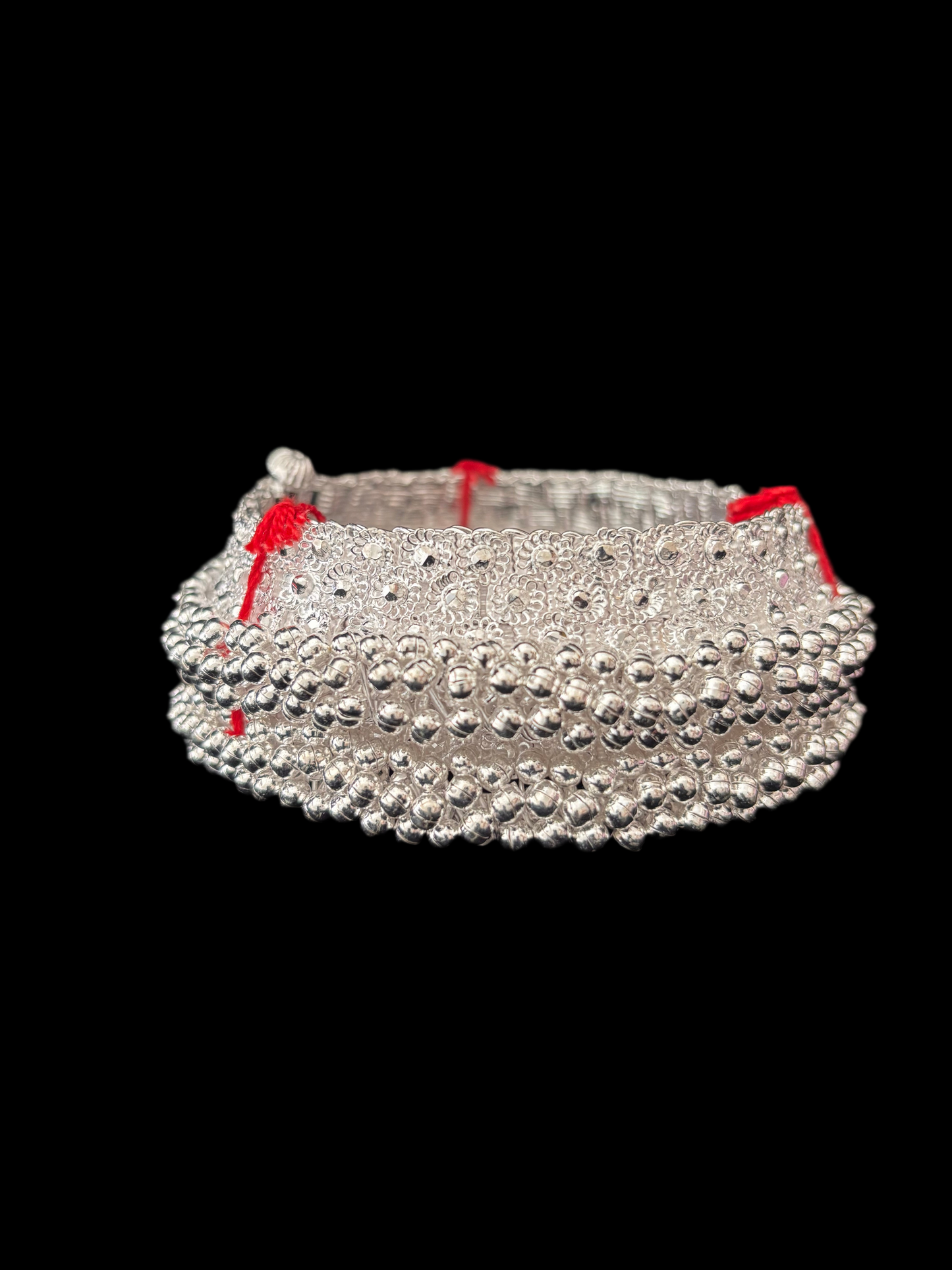Heavy Silver Anklet Reshampatti
