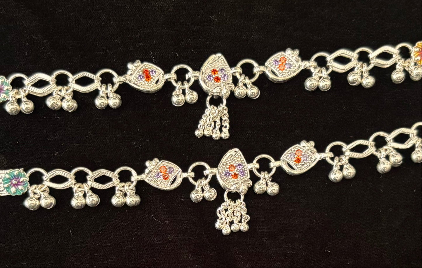 Fancy Silver Anklets Payal