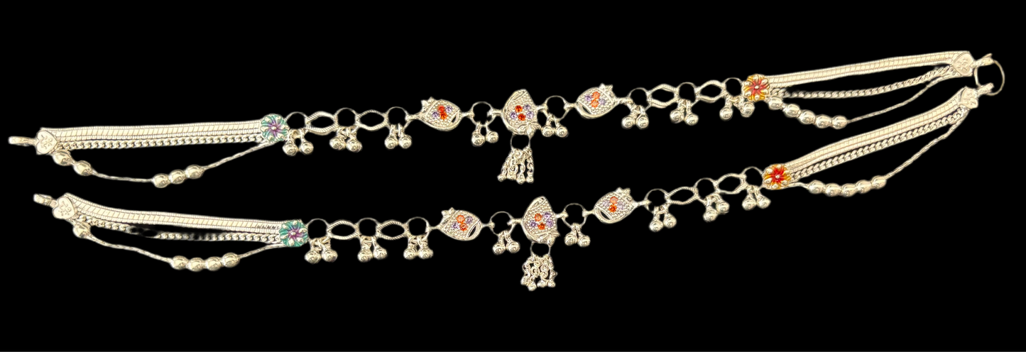 Fancy Silver Anklets Payal