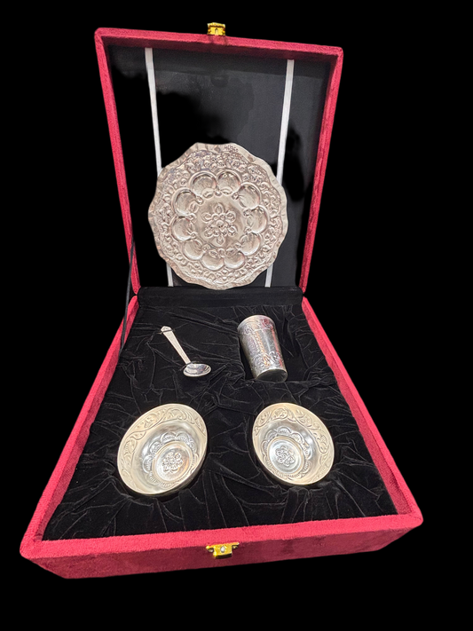 Silver Ultra Light Weight Bartan Set for Gifting, Wedding