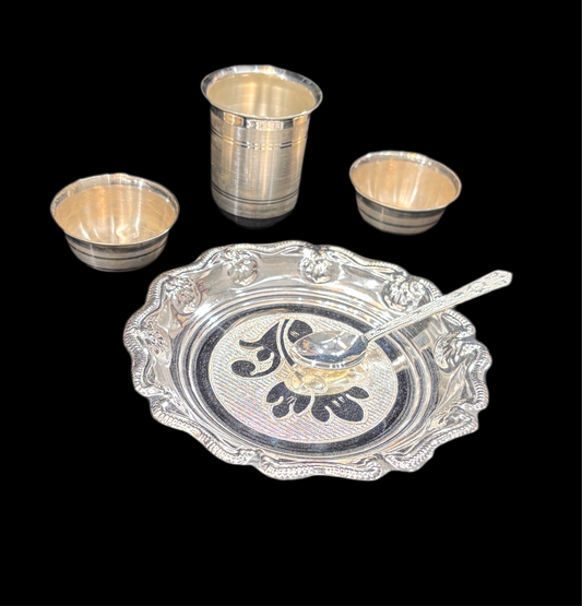 Sterling Silver Bartan Set Bhagwanji Bhog Prasadi